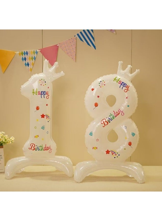 1PC 32-inch white three-dimensional crown-shaped aluminum foil digital balloons, Applications: decorations for birthday celebrations, wedding anniversaries, and party supplies. - Image 5