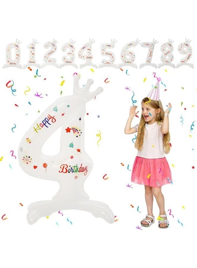 1PC 32-inch white three-dimensional crown-shaped aluminum foil digital balloons, Applications: decorations for birthday celebrations, wedding anniversaries, and party supplies. - Image 3