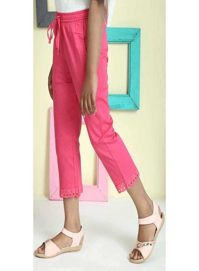 BIBA Solid Cotton Lycra Girls Capris (S21BGKW4138PI002,Pink,7) - Image 3