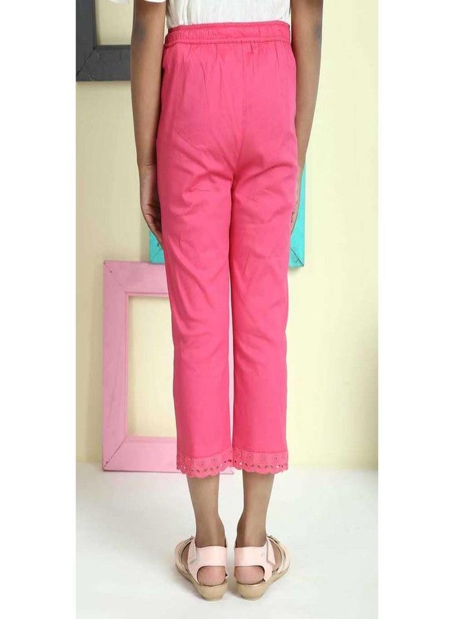BIBA Solid Cotton Lycra Girls Capris (S21BGKW4138PI002,Pink,7) - Image 2
