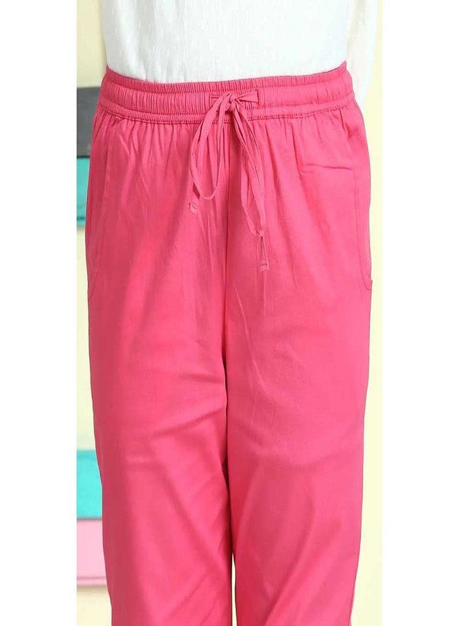 BIBA Solid Cotton Lycra Girls Capris (S21BGKW4138PI002,Pink,7) - Image 5