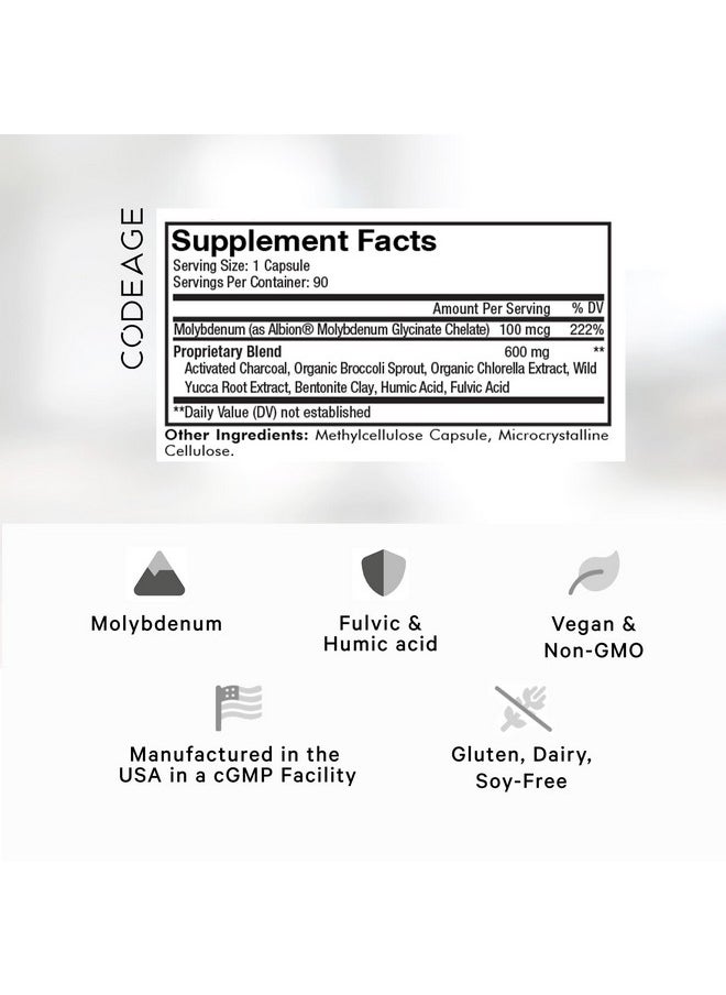 Codeage Codeage Binder + Systemic Binder Supplement - Activated Charcoal Pills, Bentonite Clay Mineral Powder, Fulvic & Humic Acids, Molybdenum, Carbon Forms - 90 Capsules  - Image 2