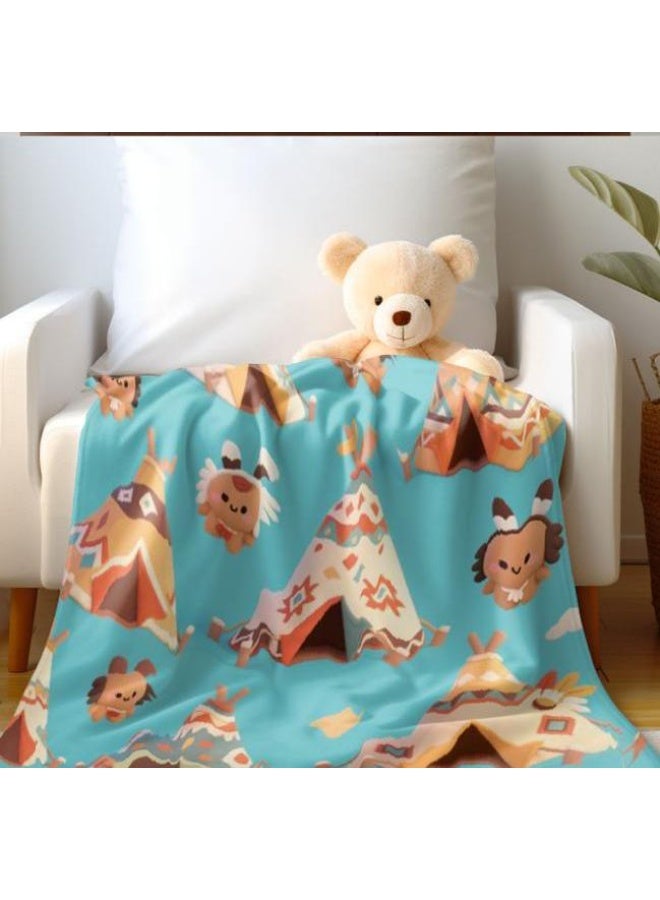 Baby and children's cartoon flannel thin blanket (warm and comfortable, suitable for sleep, game use) 70cm*100cm