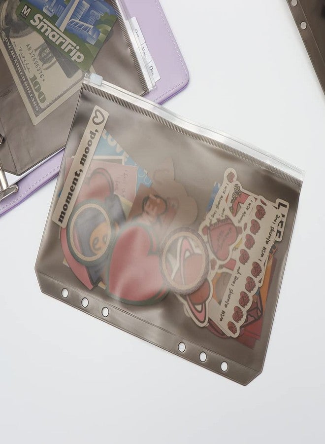 جيوب مجلدات A5 - حقائب سوداء بسحاب، مغلفات ميزانية نقدية شفافة من مادة PVC، 12 قطعة من أكياس حفظ المستندات ذات 6 فتحات لمجلدات الدفاتر، مجلد منظم للنقود - Image 2