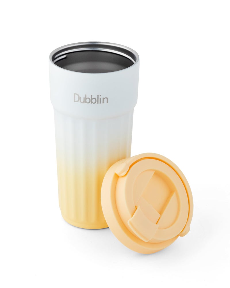 DUBBLIN Brew Stainless Steel Tea & Coffee Mug | Double Wall Vacuum Insulated Travel Mug | Wide Mouth Tumbler Thermo Flask | Keeps Hot up to 6 Hrs & Cold up to 12 Hrs | 480ML-Yellow - Image 2