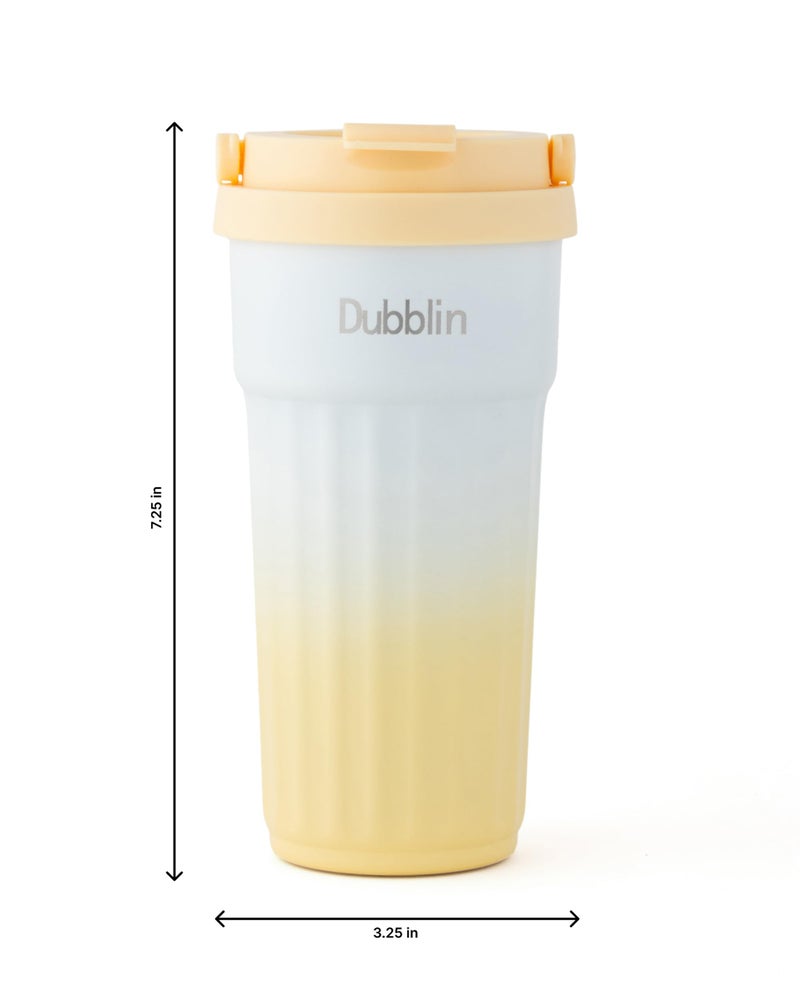 DUBBLIN Brew Stainless Steel Tea & Coffee Mug | Double Wall Vacuum Insulated Travel Mug | Wide Mouth Tumbler Thermo Flask | Keeps Hot up to 6 Hrs & Cold up to 12 Hrs | 480ML-Yellow - Image 3