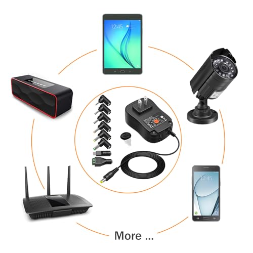 Powseed 36W 3V 4.5V 5V 6V 7.5V 9V 12V 3A DC Power Supply Cord with USB Wall Charger 5V 2A 10W for Phone Security Camera Router Speaker Webcam HUB LED, Universal AC Adapter with 8 Tips Micro USB - Image 5