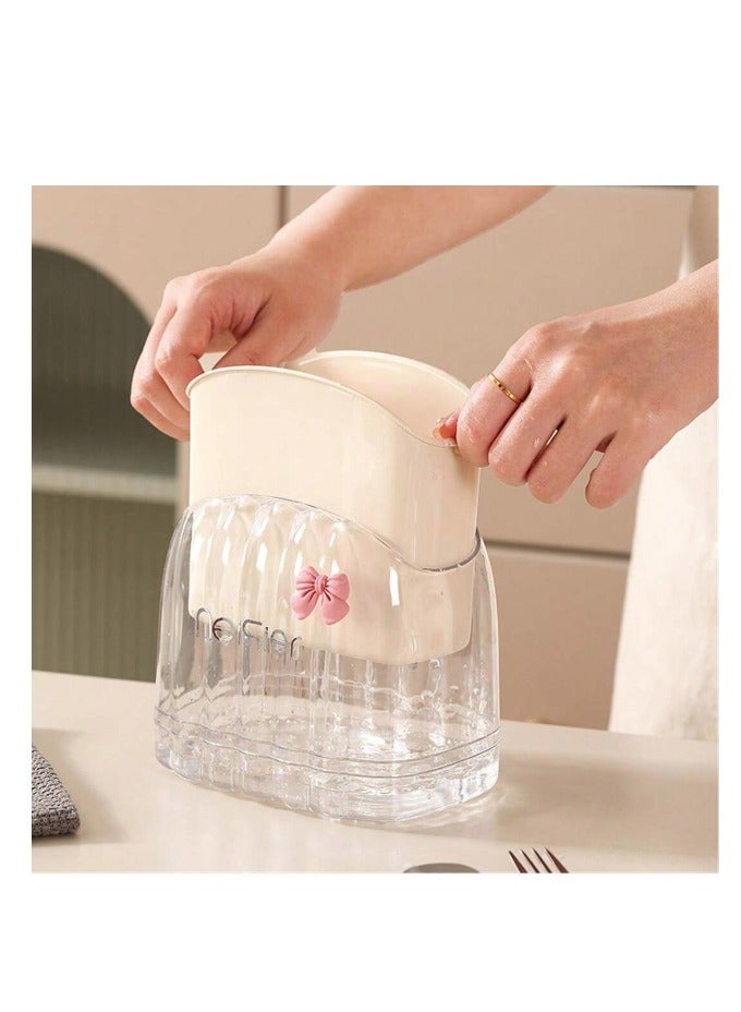 Acrylic spoon strainer with 2 compartments and a bow - a very chic decorative piece with a separate base for easy cleaning - Image 2
