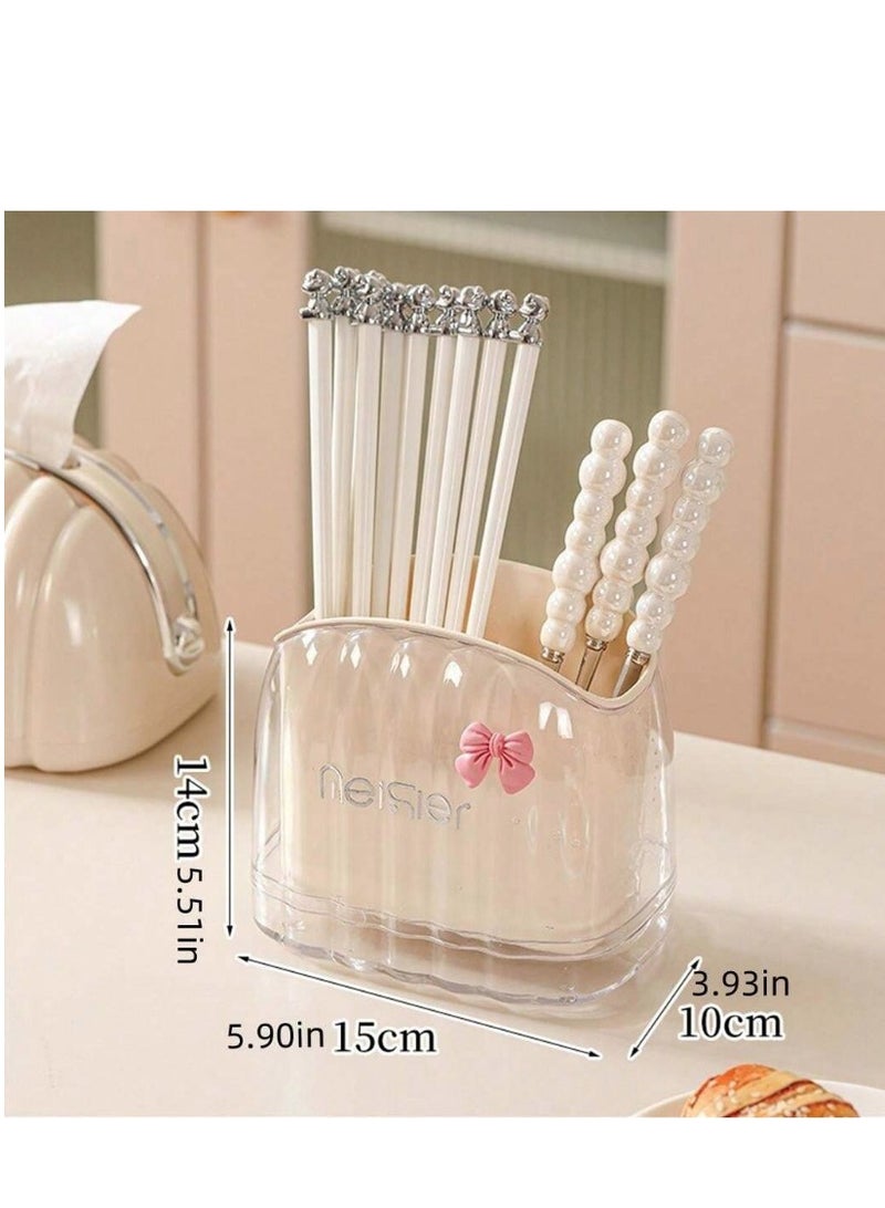 Acrylic spoon strainer with 2 compartments and a bow - a very chic decorative piece with a separate base for easy cleaning - Image 4