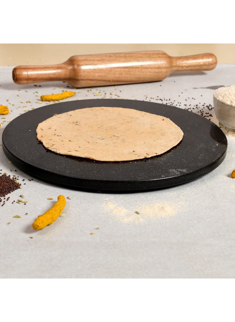 AC ANAND CRAFTS AC ANAND CRAFTS Black Marble Roti Maker with Wooden Belan Size 10 Inch Chakla belan Size 12 Inch Color Black  - Image 2