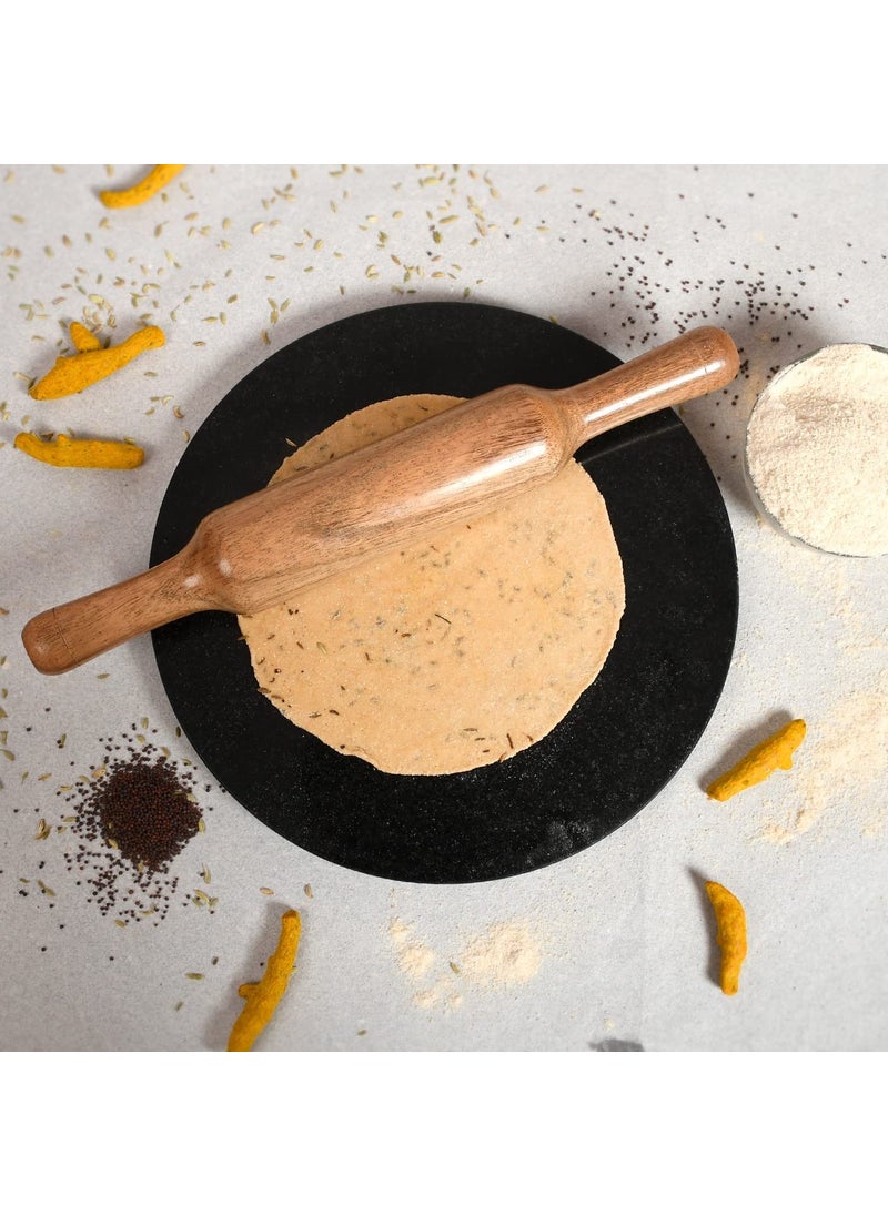 AC ANAND CRAFTS AC ANAND CRAFTS Black Marble Roti Maker with Wooden Belan Size 10 Inch Chakla belan Size 12 Inch Color Black  - Image 1