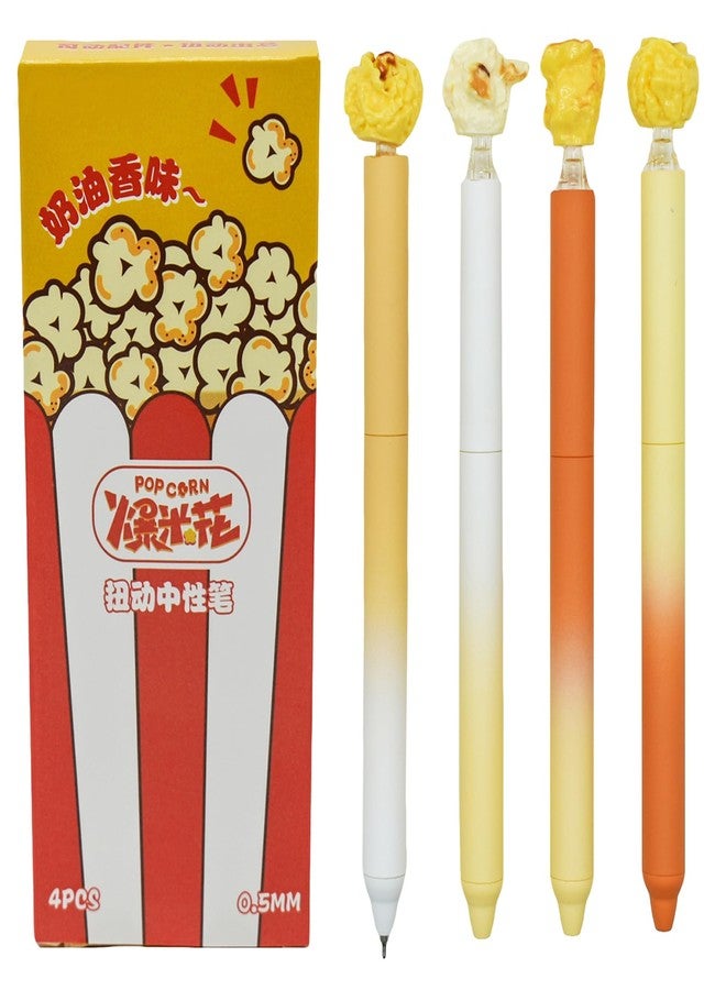 Maydahui 4 PCS Popcorn Rollerball Gel Pen Novelty Cream Scented Pens Twistable Fun Shape Black Ink for School Party Office - Image 1
