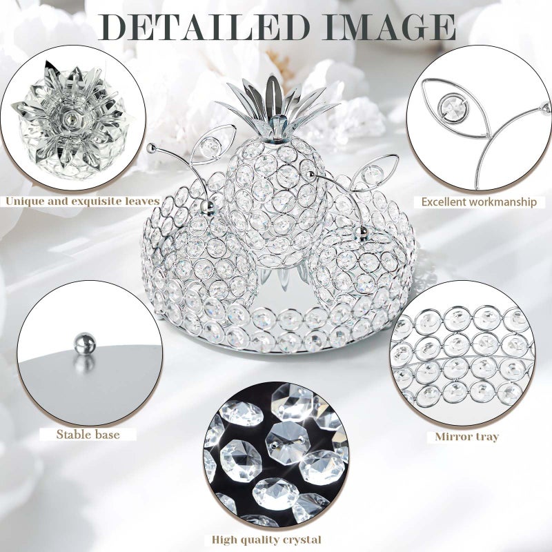 kolnlala Elegant Decorative Trays & Crystal Fruit 4pcs Set, Crystal Tea Light Holder - Wedding Centerpieces for Holidays, Home Table Decorations, Fruit Displays and Candle Holders (Silver, Round Set of Four) - Image 3