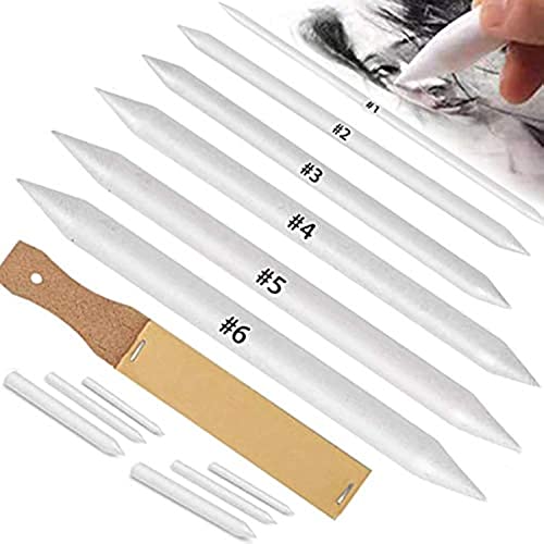 N NOROCME 12 PCS Blending Stumps and Tortillions Paper Art Blenders with Sandpaper Pencil Sharpener Pointer for Student Artist Charcoal Sketch Drawing Tools - Image 1