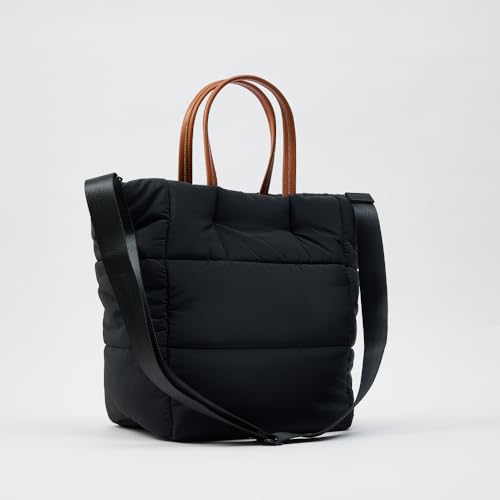 VAKAER Puffer Tote Bag for Women, Large Capacity Nylon Down Handbag with adjustable Straps, Lightweight Quilted Shoulder Crossbody Bags For Work Travel (Black) - Image 2