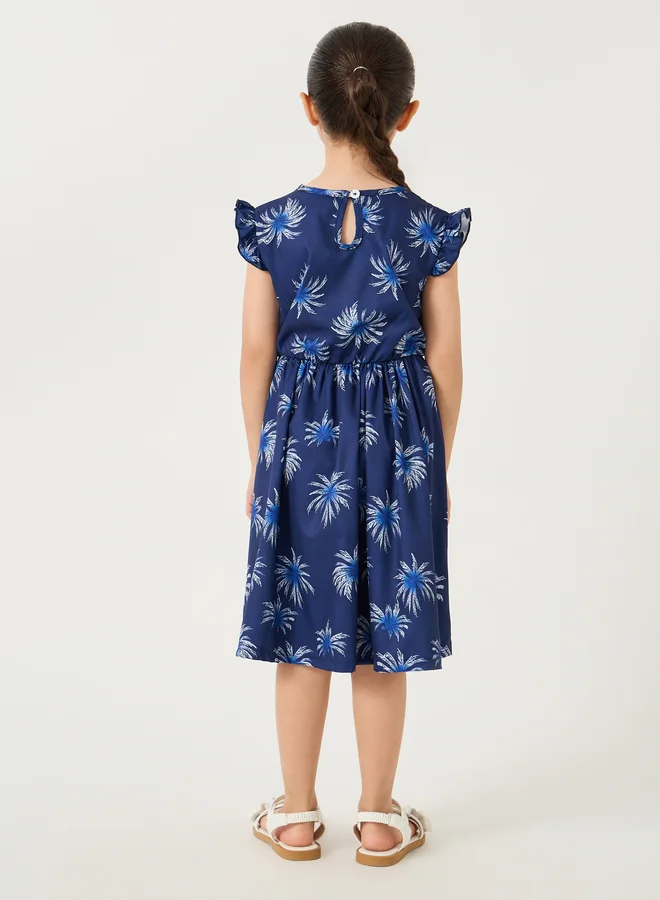 Styli Printed Flutter Sleeve Dress
