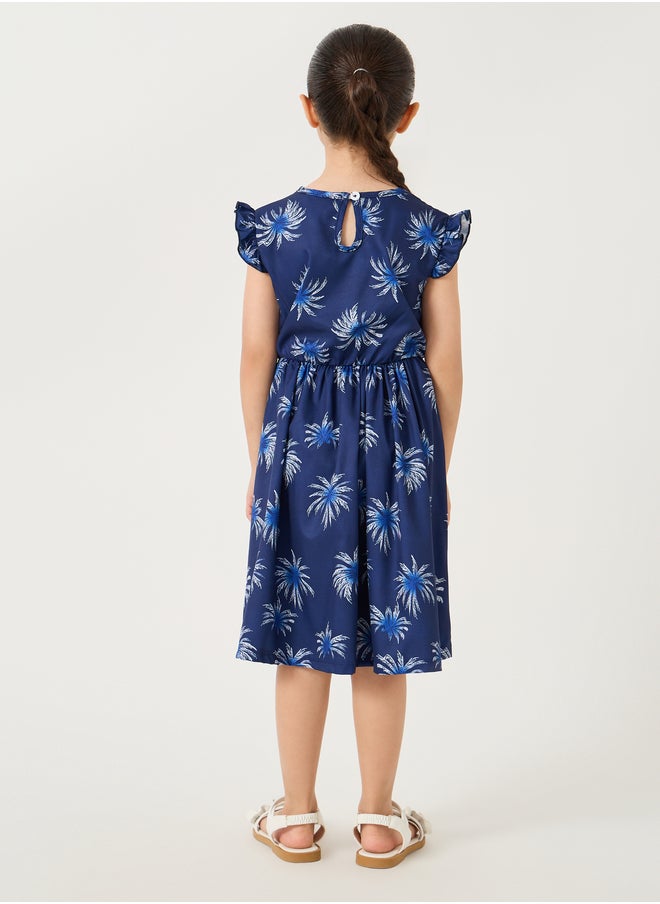 Styli All-Over Print Ruffled Sleeves Dress  - Image 4