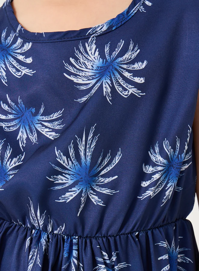 Styli Printed Flutter Sleeve Dress