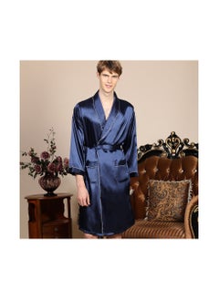 Loquat Printed Silk Robe Blue  - Image 2