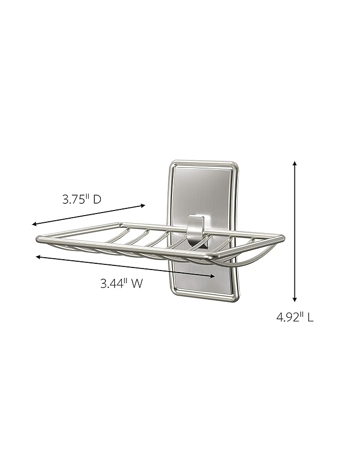 Command Soap Dish For Shower Damage Free Hanging Bathroom Soap Dish No Tools Bar Soap Holder 1 Satin Nickel Soap Dish And 2 Water Resistant Strips - Image 2