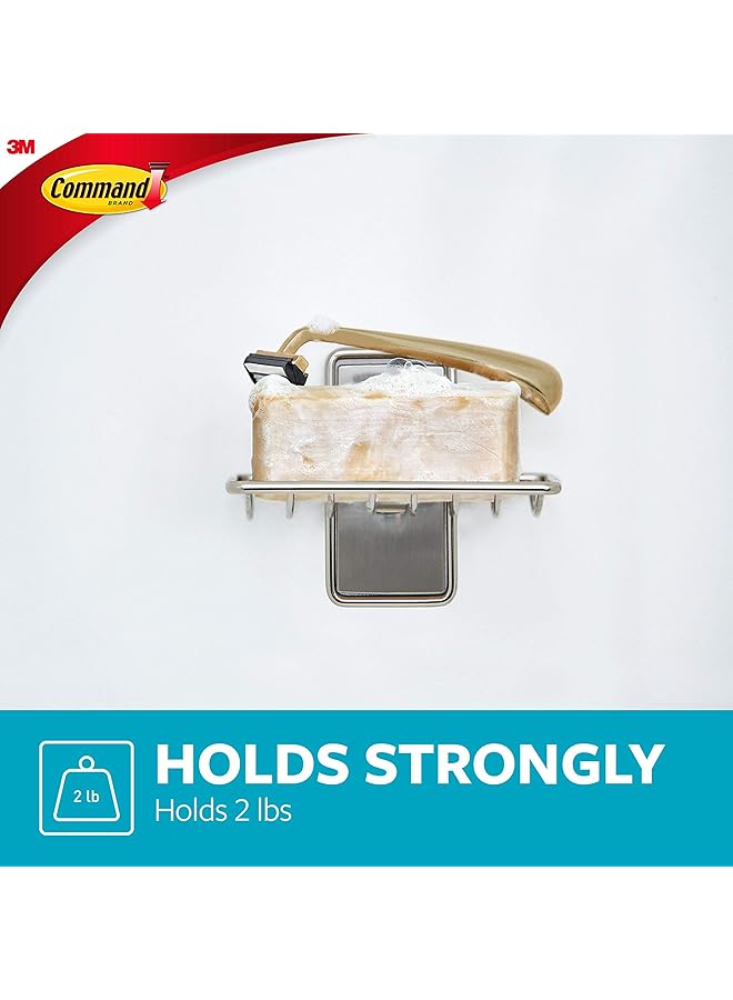 Command Soap Dish For Shower Damage Free Hanging Bathroom Soap Dish No Tools Bar Soap Holder 1 Satin Nickel Soap Dish And 2 Water Resistant Strips - Image 3