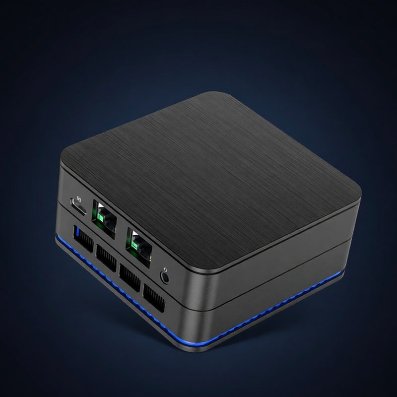 Mini PC: Compact Portable High Performance Mini Host With 2 RJ45 3 HDMI Outputs - Tool-Free SSD Replacement 7-Color Lighting for Game Office Industrial Control Black - Image 5