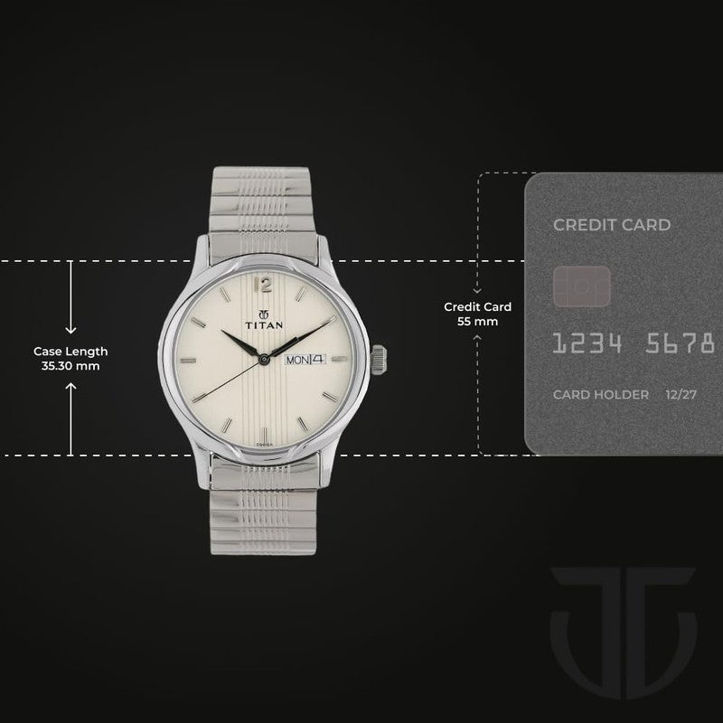 Titan Quartz Analog with Day and Date Silver Dial Stainless Steel Strap Watch for Men-NS1580SM03/NT1580SM03 - Image 4