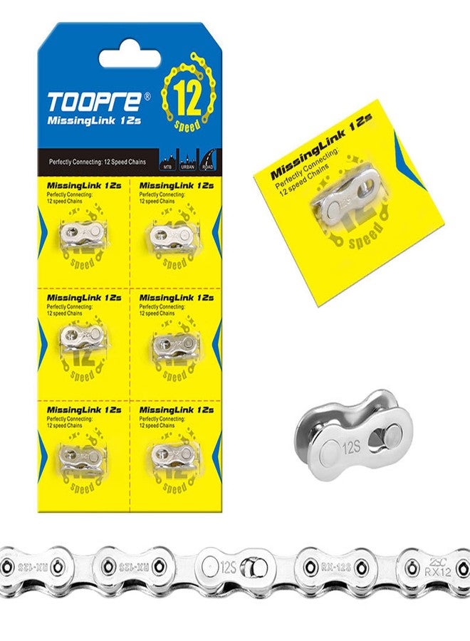 JFOYH 6 Pairs 12 Speed Bike Chain Quick Links, Reusable Bicycle Chain Connectors for Most 12 Speed Chains, Easy Installation, Silver - Image 1