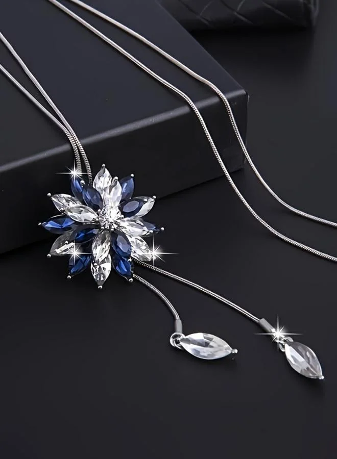 Take Two Embellished Floral Shaped Tassel Pendant Necklace