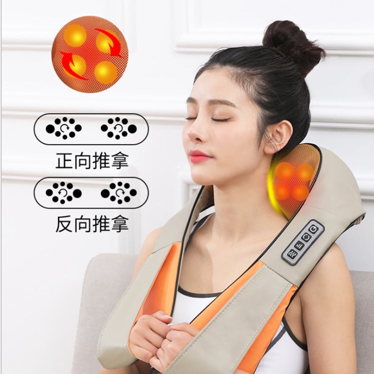 Kneading Massage Shawl Multifunctional Red Compress Waist And Back Kneading Neck Protection Device Car And Home Dual-Use Massager - Image 3