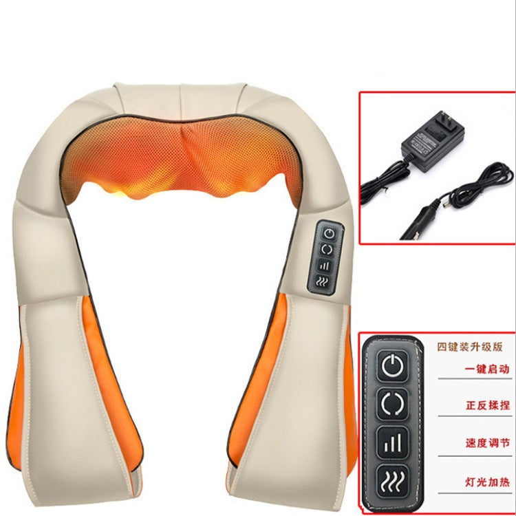 Kneading Massage Shawl Multifunctional Red Compress Waist And Back Kneading Neck Protection Device Car And Home Dual-Use Massager - Image 5