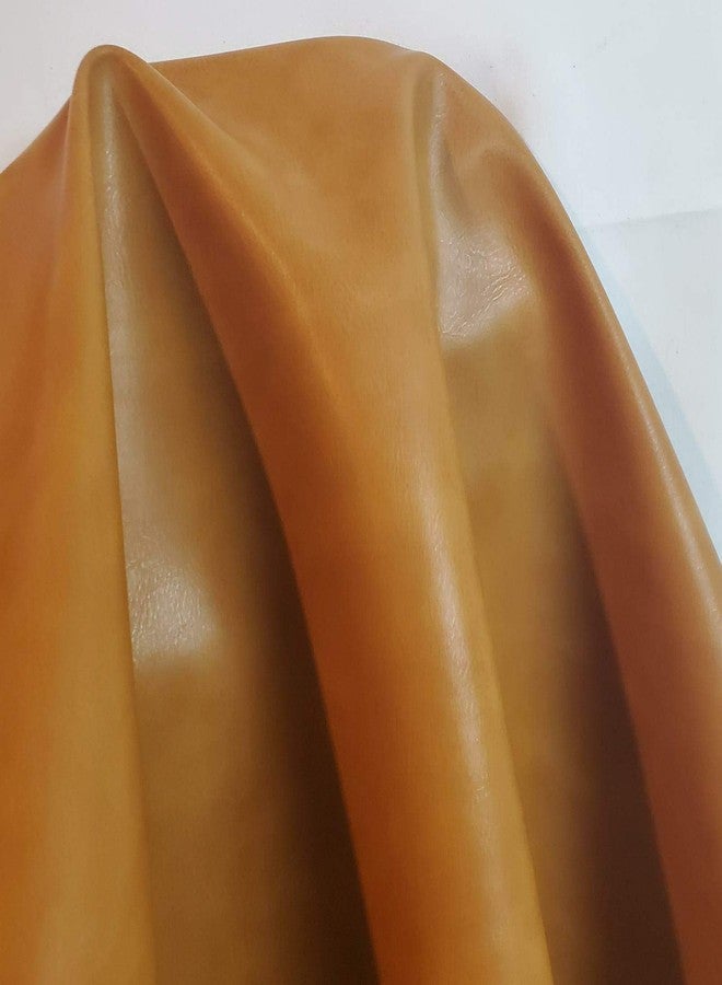 NAT LEATHERS جلد صناعي ناعم الملمس بلونين، بني إيطالي وبني كراميل، سمك 0.8 مم، طول 1 ياردة، عرض 36 بوصة × طول 52 بوصة (بني بريطاني). - Image 1