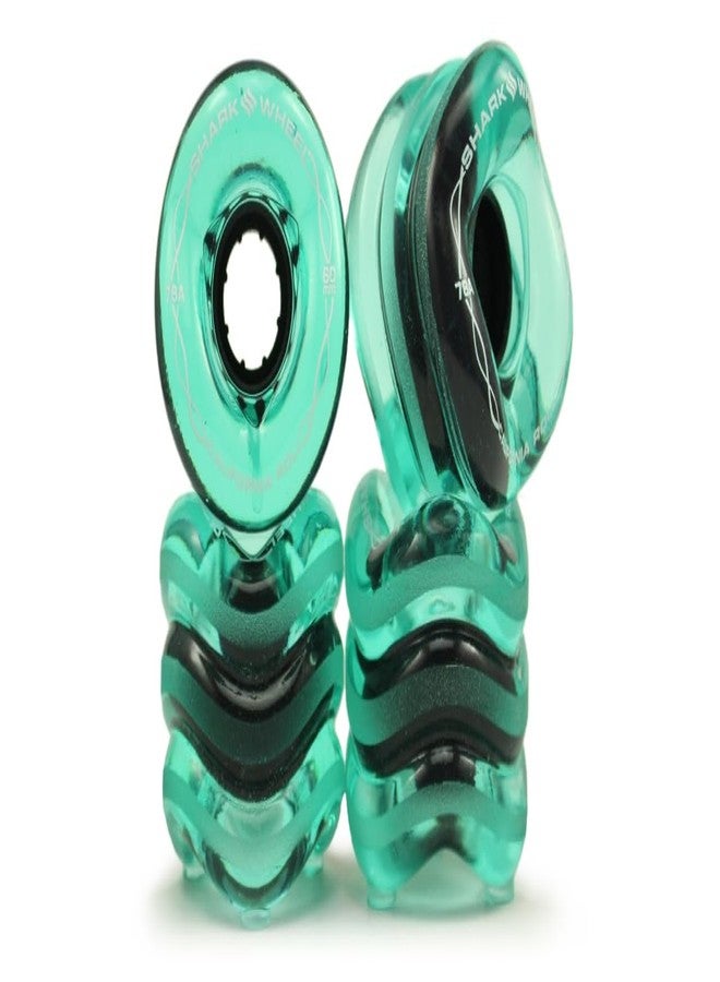 Shark Wheel 60 mm 78a, Skateboard Cruising Wheels, California Roll, Transparent Emerald, Set of 4 Wheels - Image 1