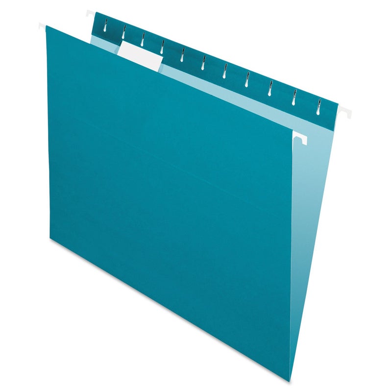 Pendaflex Recycled Hanging Folders, Letter Size, Teal, 1/5 Cut, 25/BX (81614) - Image 1