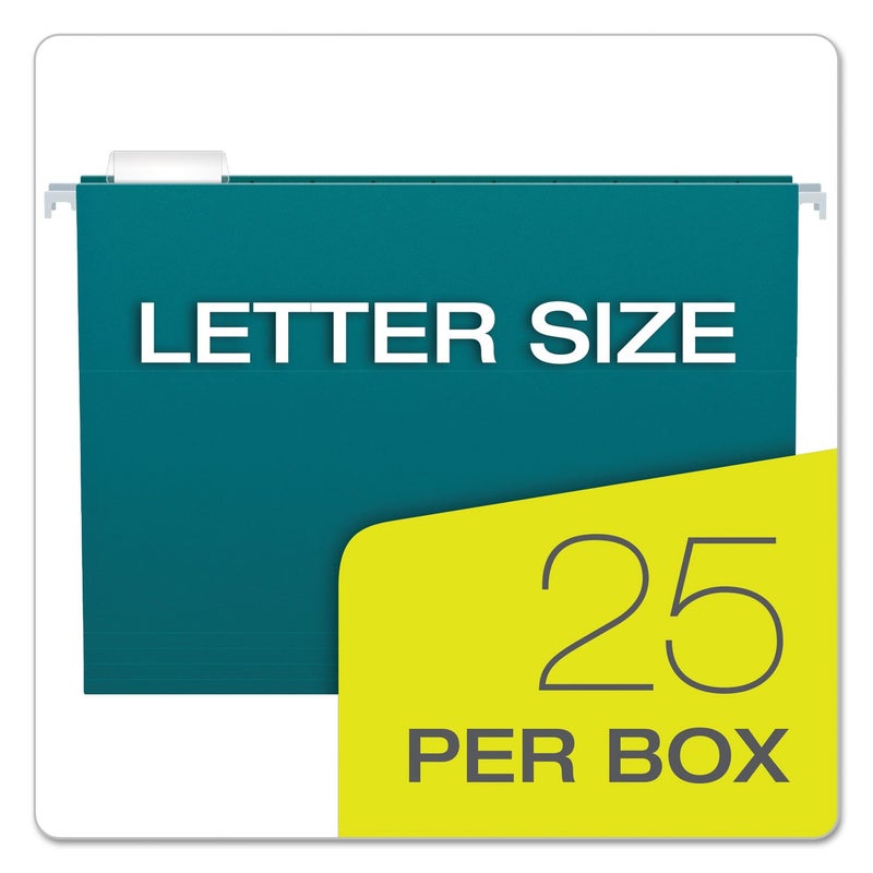 Pendaflex Recycled Hanging Folders, Letter Size, Teal, 1/5 Cut, 25/BX (81614) - Image 2