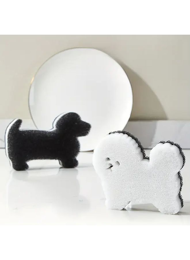 2pcs Dog Shaped Kitchen Sponges Double Sided Scrubbing Pads Non Scratch Dishwashing Sponges - Image 2