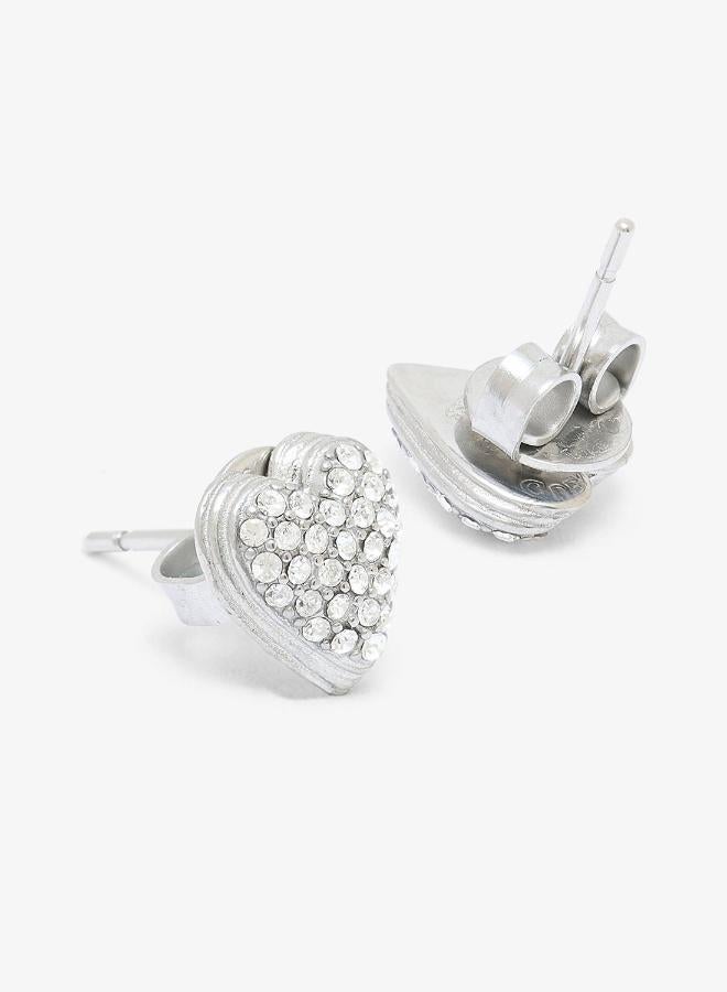 GUESS Heart Pave Stud Earrings - Image 3