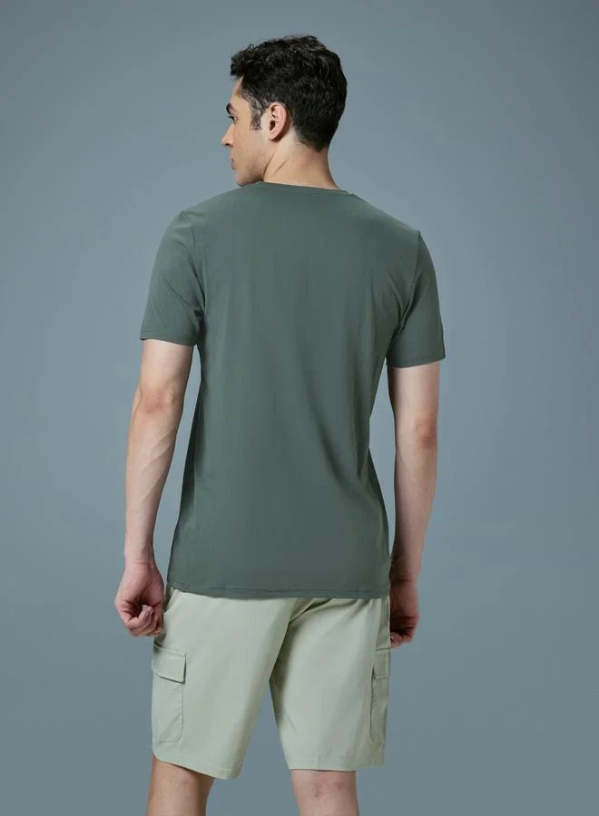 Technosport Technosport Men Printed Slim Fit Round Neck T-Shirt