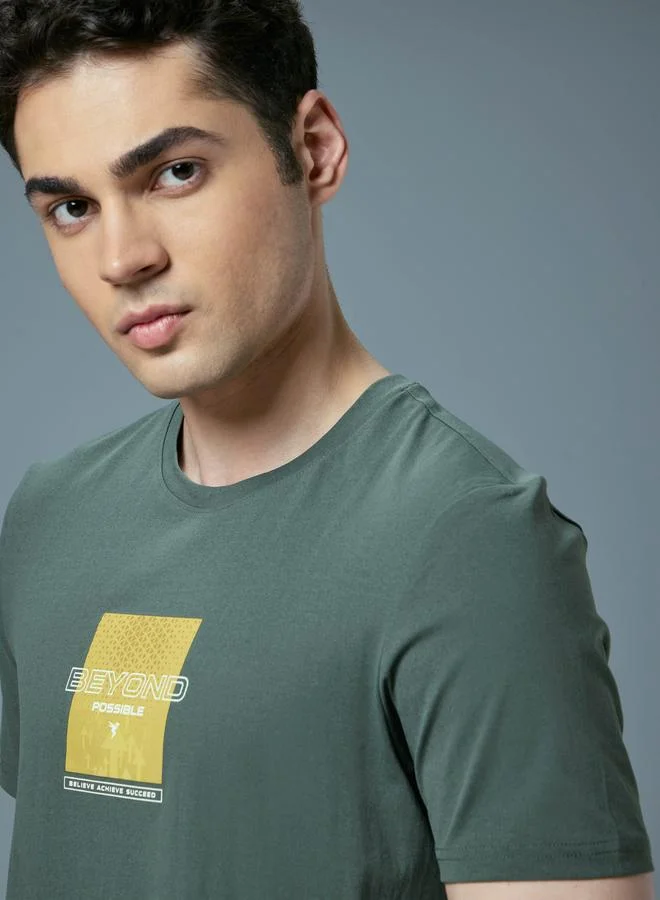 Technosport Technosport Men Printed Slim Fit Round Neck T-Shirt