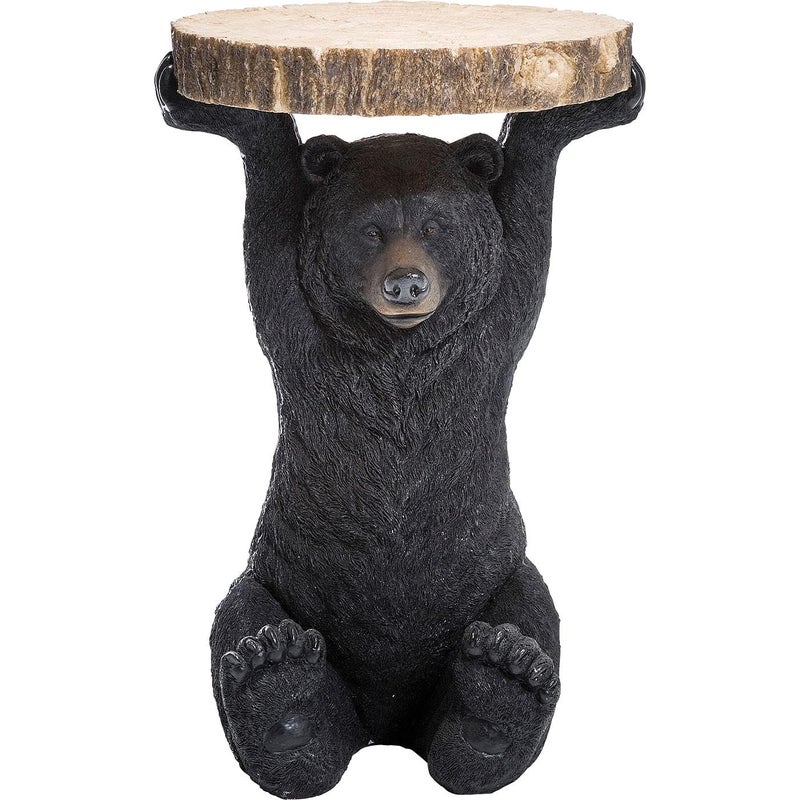 Kare Design Side Table Animal Bear BlackBrown Animal Motif Gift Idea Sofa Side Table Round Bedside Table Room Decor Home Decor for Living Room Office Hallway 51x34x33 cm HWD