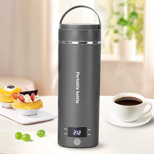 Touxila Travel Electric Kettle Portable Mini Kettle,Small Hot Water Boiler with 4 Temperature Settings,304 Stainless Steel,Fast Boiling Water with Auto Shut-Off and Boil Dry Protection,400ml (Grey, 400ml) - Image 1