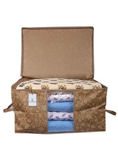 Kuber Industries Kuber Industries Underbed Rectangular Non Woven Storage Bag|Storage Organiser|Blanket Cover| Set of 3 (Beige, Non-Woven)  - Image 5