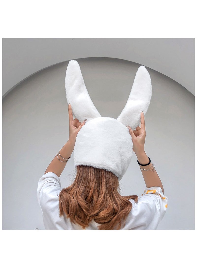 Cute Plush Fun Bunny Ears Hood Women Costume Hats - Image 4