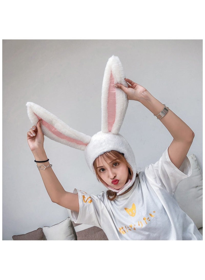 Cute Plush Fun Bunny Ears Hood Women Costume Hats - Image 1