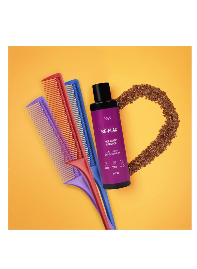ENN Re flax Hair Repair Shampoo Repairs Hair Damage And Controls Frizz Softer Shinier Hair Balances Ph Level Flax Seed   Black Seed Oil  Paraben and Sls Free   Natural   All Hair Type   200ml - Image 4