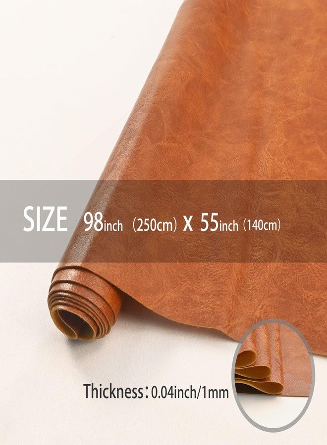 Yoquare 250cm x 140cm Soft Leather Fabric - Faux Leather Fabric -1mm Thick for Upholstery - DIY Crafts - Light Brown Crazy Horse Distress - Image 2