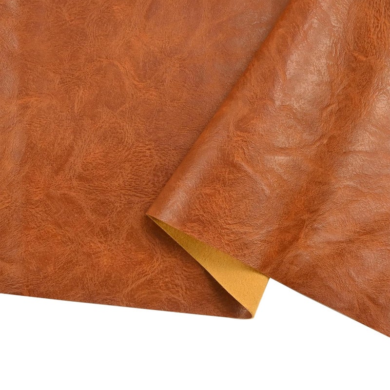 Yoquare 250cm x 140cm Soft Leather Fabric - Faux Leather Fabric -1mm Thick for Upholstery - DIY Crafts - Light Brown Crazy Horse Distress - Image 1