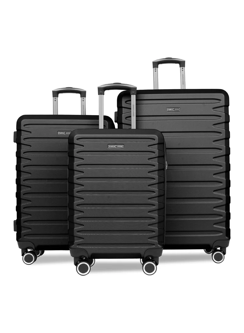 بارا جون AeroShield Lightweight 3-Piece ABS Hard-Side Spinner Luggage Trolley Set with TSA Lock and 8 Wheels - Black