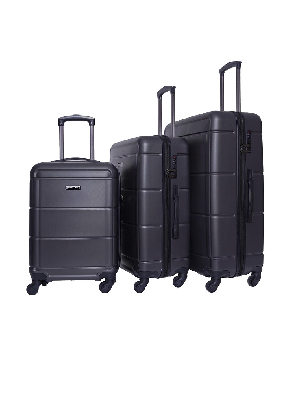 Lightweight 3-Piece ABS Hard Side 8 Wheels Spinner Luggage Trolley Set with Lock 20/24/28 Inch - Black 