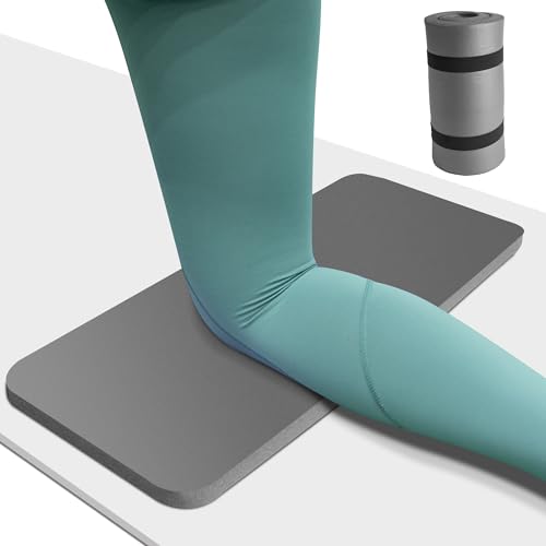HASSLICKIT Yoga Knee Pad Cushion 24 x 98 x 08 in Thick Mini Yoga Mat OdorFree NBR Workout Mat with Storage Strap Small Exercise Mat for Yoga Pilates Kneeling Planks Home Gym Gray - Image 1